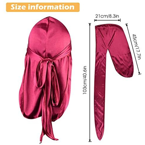 Zibuyu Silk Durag For Men And Women Head Cover Cap Hiphop Style Durag Headwear Fashion Piece Extra Long Durag Head Scarf - 4 Pcs, Unisex, Multicolor