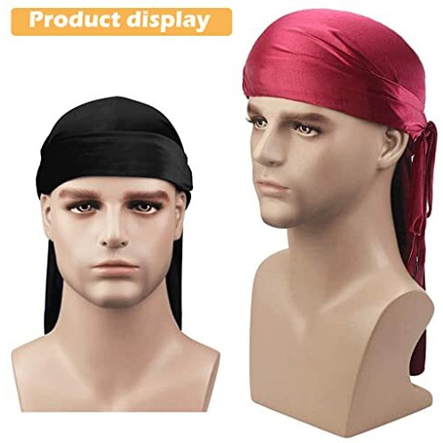 Zibuyu Silk Durag For Men And Women Head Cover Cap Hiphop Style Durag Headwear Fashion Piece Extra Long Durag Head Scarf - 4 Pcs, Unisex, Multicolor
