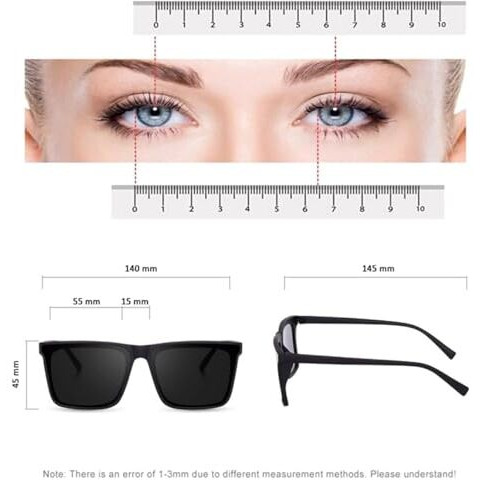 Roshfort Uv Protection Non Polarized Rectangular Sunglasses Black Men & Women's For Eye Protections (E-2)