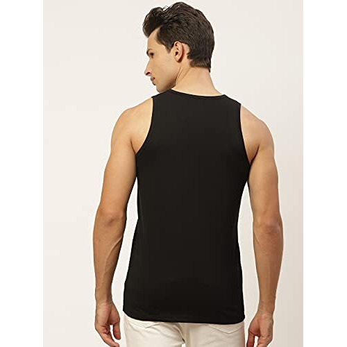 Veirdo Men's Cotton Sleeveless Printed Regular Fit T-Shirt/Vest (Black, Xl)