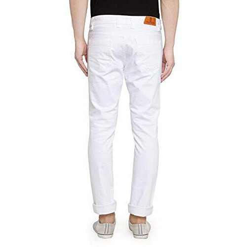 Ben Martin Men's Slim Fit Stylish Stretchable 32 Size White Cotton Denim High Rise Jeans Pant For Men, Jj3-5