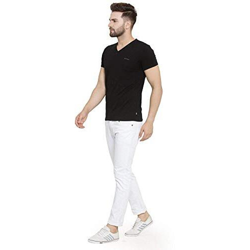 Ben Martin Men's Slim Fit Stylish Stretchable 32 Size White Cotton Denim High Rise Jeans Pant For Men, Jj3-5
