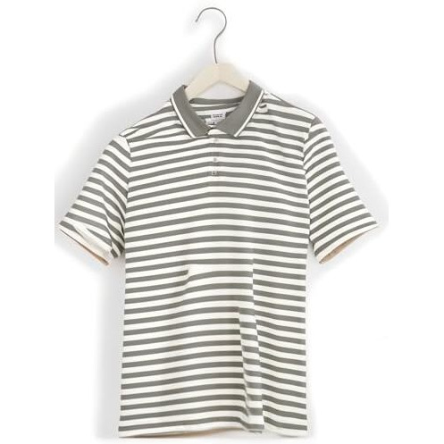 Mack Jonney Men's Striped Cotton Rich Polo T Shirt | Collar Tshirts | Half Sleeves | Stripe-Regular Fit-Mack640712 Grey