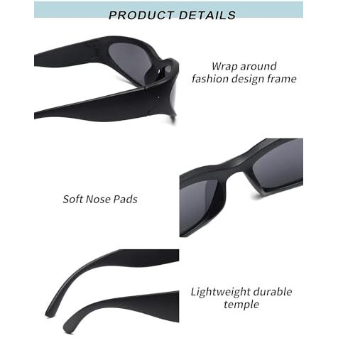 Hairum Futuristic Series Wraparound Y2K Sunglasses For Men & Women | Uv Protected | Full Rim Trending & Stylish Shades | Free Size (Black)