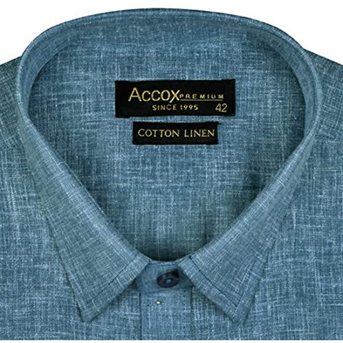 Accox Men's Half Sleeves Solid Plain Regular Fit Cotton Linen Formal Shirts(Gcr138_42) Multicolour