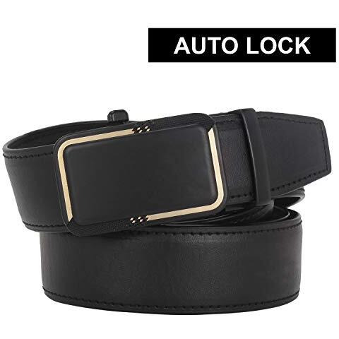 Labnoft Mens Pu Leather Auto Lock Belt, Black