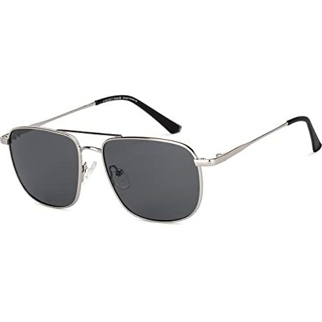 Vincent Chase Eyewear By Lenskart | Silver Grey Full Rim Square Branded Latest And Stylish Sunglasses | Polarization And 100% Uv Protected | Men & Women | Small | Vc S13115