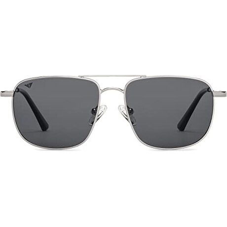 Vincent Chase Eyewear By Lenskart | Silver Grey Full Rim Square Branded Latest And Stylish Sunglasses | Polarization And 100% Uv Protected | Men & Women | Small | Vc S13115