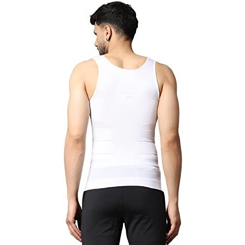 Firstfit Abs Abdomen Body Shaper Slim Fit Vest| Tummy Tucker Slim Fit Vest For Men Shapewear (Color- White) Size- L