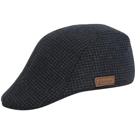 Fabseasons Unisex Checkered Polyester Golf Flat Cap (Black, Large)