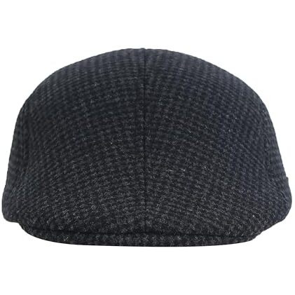 Fabseasons Unisex Checkered Polyester Golf Flat Cap (Black, Large)