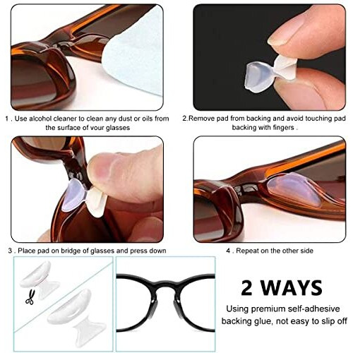 Maycreate 12 Pairs Eyeglass Nose Pads, Anti-Slip Silicone Glasses Nose Support Pads Replacement, Anti-Slip Air Chamber Nose Pads For Full Plastic Frames, White