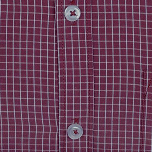 Accox Men's Half Sleeves Formal Regular Fit Cotton Small Pin Check Maroon Shirt(Go535_40)