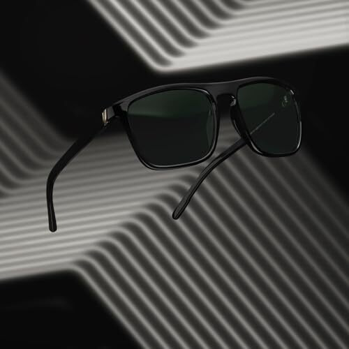 Vincent Chase Eyewear By Lenskart | Full Rim Square Branded Latest And Stylish Sunglasses | Polarized And 100% Uv Protected | Men & Women | Large | Vc S13981 (Color-Black/Lens Green)-Pack Of 1