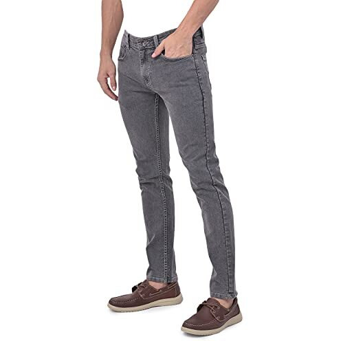 Ben Martin Men's Slim Fit Stretchable 34 Size Grey Cotton Denim Jeans Pant For Men, Jj3-23