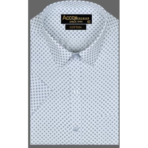 Accox Men's Breathable Cotton Half Sleeves Regular Fit Checkered Dot Printed Formal Shirt For Men (Gcr242_42) Multicolour