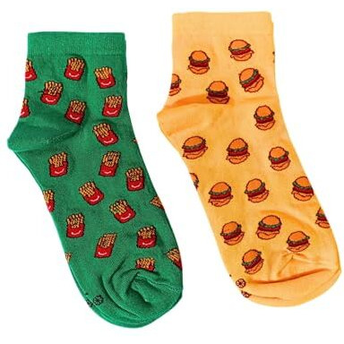 Thela Gaadi 100% Combed Cotton Funky Printed Socks For Men & Women, Cute & Quirky Ankle Length Socks, Odour Free, Breathable, Free Size, Pack Of 2 Pairs