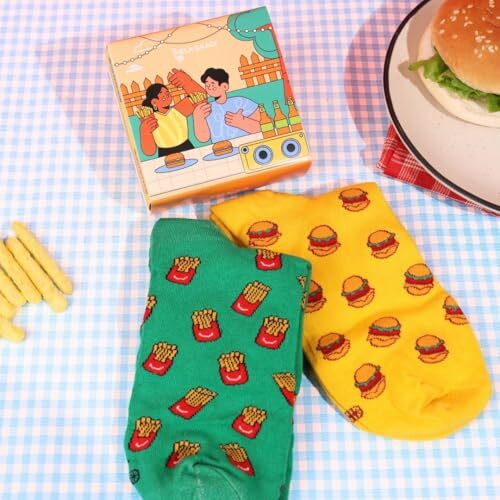 Thela Gaadi 100% Combed Cotton Funky Printed Socks For Men & Women, Cute & Quirky Ankle Length Socks, Odour Free, Breathable, Free Size, Pack Of 2 Pairs
