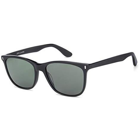 John Jacobs|Uv Protection Non-Polarized Sunglasses For Men & Women|Black Green Solid Full Rim Wayfarer Jj S13311-C3 - Pack Of 1,Large