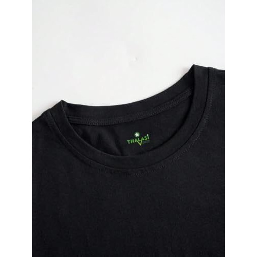 Thalasi Men Cotton Aesthetic Oversized T Shirt For Men - Black T Shirt For Men Stylish | Half Sleeve Oversize Fit Round Neck Tshirts - Down Shoulder & Baggy Fit Anime Tshirts For Man & Boys