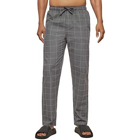 Xyxx Men's Super Combed Cotton Checkered Checkmate Pyjamas [Pack Of 2] Elasticated Waist, Drawstring | Loungewear For Men In Lime, Grey Checks