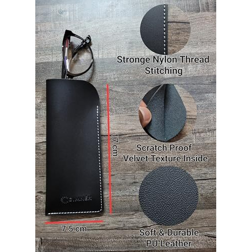 Gimner Leather Spectacles Case | Soft Pu Leather Sunglasses Case | Leather Eyeglass Case | Glasses Pouch Travel Glasses Pouch For Men & Women [ Pack Of 2 Pcs ] (Black & Tan)
