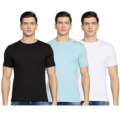 Amazon Brand - Symbol Men's Solid Regular T-Shirt (Ss20Symtee41-I_White,Skyblue,Black_2Xl)
