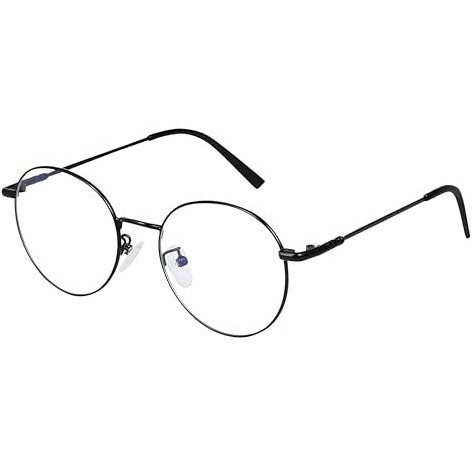 Roshfort Men Women Round Lightweight Spectacle Frame Eyeglasses Uv Protection Anti Eye Strain Computer Glasses (Black, B-3)