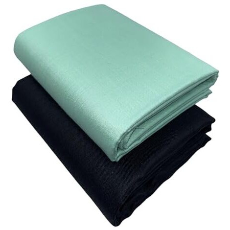 Jhabak's Untitched Shirt And Trouser Fabric - Cotton Blend Material - 2.25M Shirt Cloth - 1.20M Pant Piece (Seafoam Blue Shirt & Navy Blue Trousers)