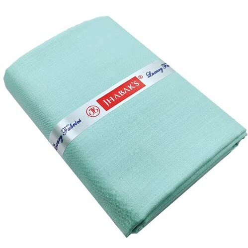 Jhabak's Untitched Shirt And Trouser Fabric - Cotton Blend Material - 2.25M Shirt Cloth - 1.20M Pant Piece (Seafoam Blue Shirt & Navy Blue Trousers)