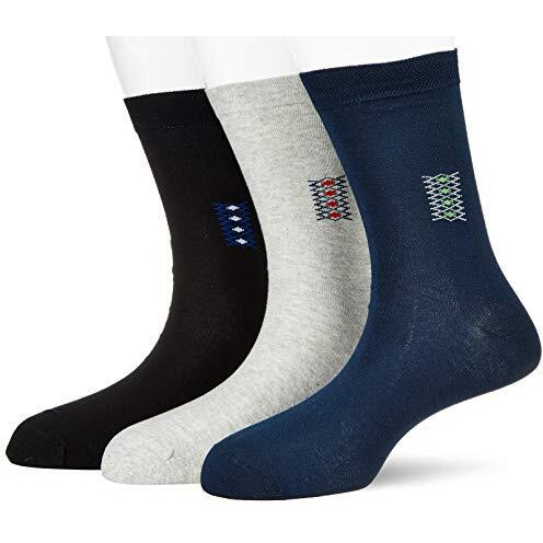 Amazon Brand - Symbol Men's Cotton Calf Length Socks (Combo Pack Of 3, Multicolor)