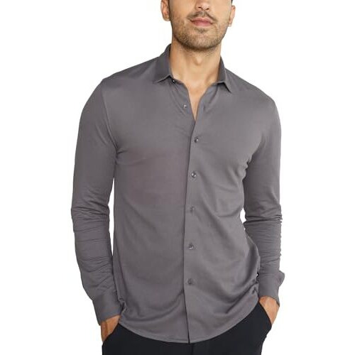 Damensch Constant Cotton Thermoregulating Pique Full Shirts-Pack Of 1-Blackened Pearl-Medium