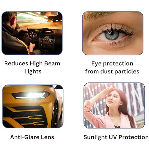 Efermone Night Driving Glasses Polarized Anti-Glare Driving Glasses For Car And Bike | Wraparound Design (Efer-Sp, 2025)
