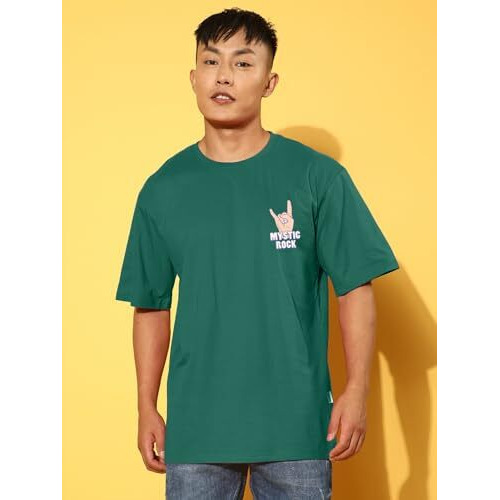 Veirdo_Pure Cotton Oversized Loose Baggy Fit Round Neck Half Sleeve Cool Graphic Printed T-Shirt For Men & Boys (Sizes S To 2Xl) (Os_100_Mysticrk_Bg_Xxl)