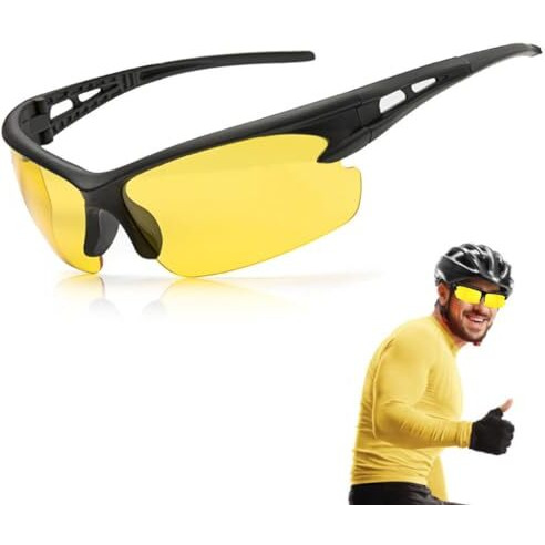 Proberos Night Vision Glasses For Driving With Box, Riding, Uv Protection Sports Sunglasses For Men Women, Non-Polarized Sunglasses, Anti Glare Riding Sunglasses