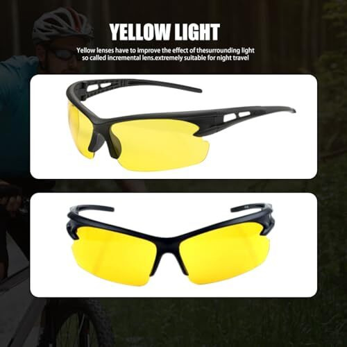 Proberos Night Vision Glasses For Driving With Box, Riding, Uv Protection Sports Sunglasses For Men Women, Non-Polarized Sunglasses, Anti Glare Riding Sunglasses