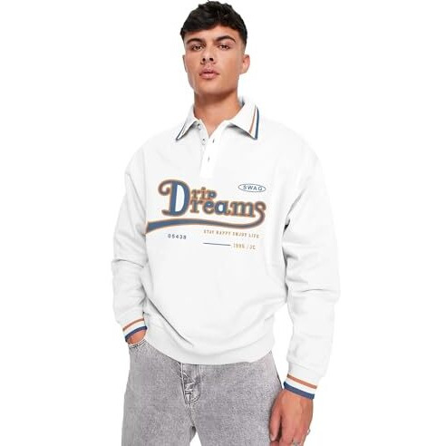Jump Cuts|| Polo Tshirts For Men||Polo Neck|| Full Sleeve Tshirt For Men||Printed Tshirts||Oversized Tshirt For Mens White