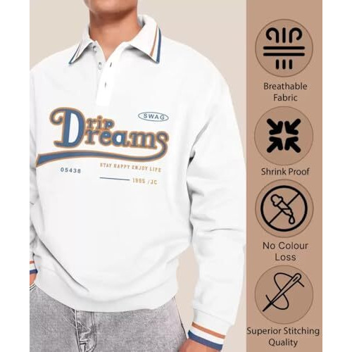 Jump Cuts|| Polo Tshirts For Men||Polo Neck|| Full Sleeve Tshirt For Men||Printed Tshirts||Oversized Tshirt For Mens White