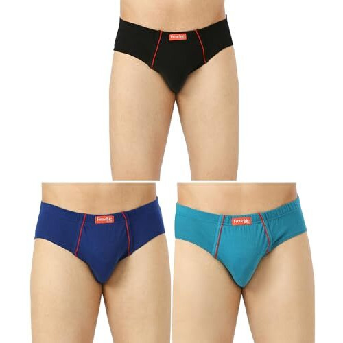 Frenchie Plus Men's 100% Combed Cotton Solid Brief With Soft Concealed Waistband - Pack Of 3 (90Cm)
