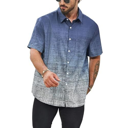 Lymio Shirt For Men|| Regular Fit Shirt For Men (Resort-Bl-W-L) Blue-White