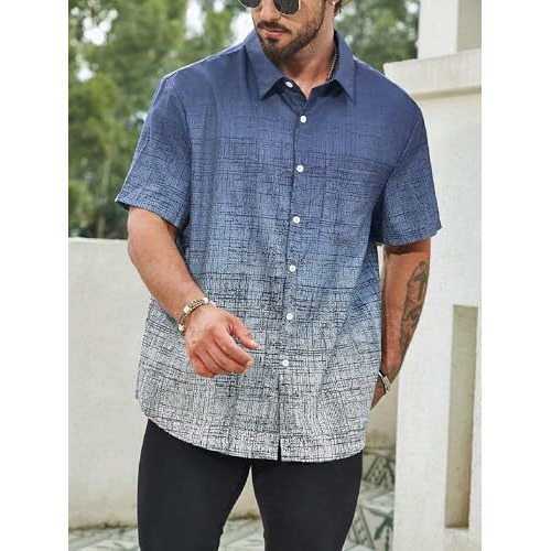 Lymio Shirt For Men|| Regular Fit Shirt For Men (Resort-Bl-W-L) Blue-White