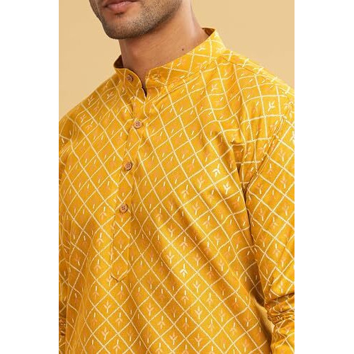 Be Active Men's Cotton Regular Kurta (C-399-2_Xl_Yellow)
