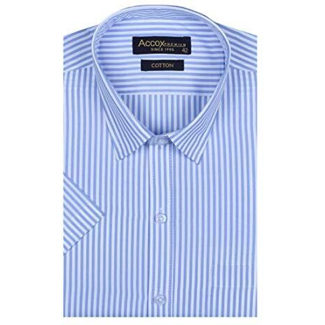 Accox Men's Cotton Striped Half Sleeves Regular Fit Formal Shirt (Multicolor, 44)