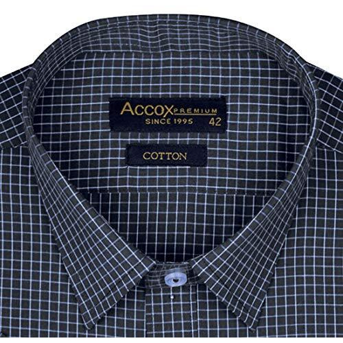 Accox Men's Half Sleeves Formal Regular Fit Cotton Check Shirt (Multicolour, L)
