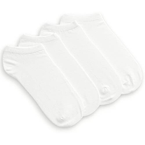 Lealdealz White Cotton Ankle Socks For Men And Women - Pack Of 4, Solid, Free Size - Ankle Length
