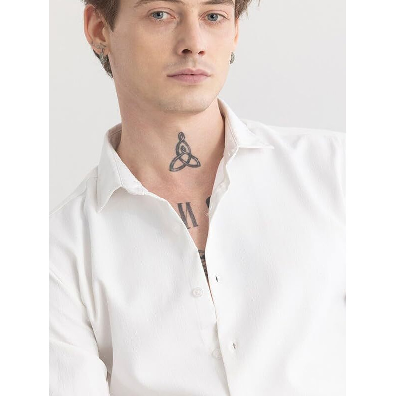 Men's Cotton Casual Solid Plain Formal/Semi Formal Stylish Latest Plain Slim Fit Shirt For Men Casual Ivory White (Ivory-White X-Large)