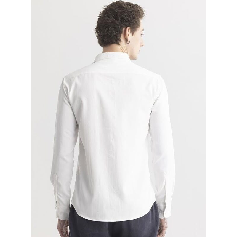 Men's Cotton Casual Solid Plain Formal/Semi Formal Stylish Latest Plain Slim Fit Shirt For Men Casual Ivory White (Ivory-White X-Large)