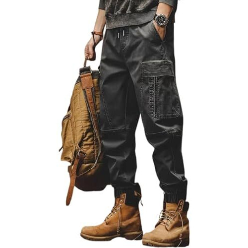 Lymio Men Cargo || Men Cargo Pants || Men Cargo Pants Cotton || Cargos For Men (Cargo-101-Black-L)