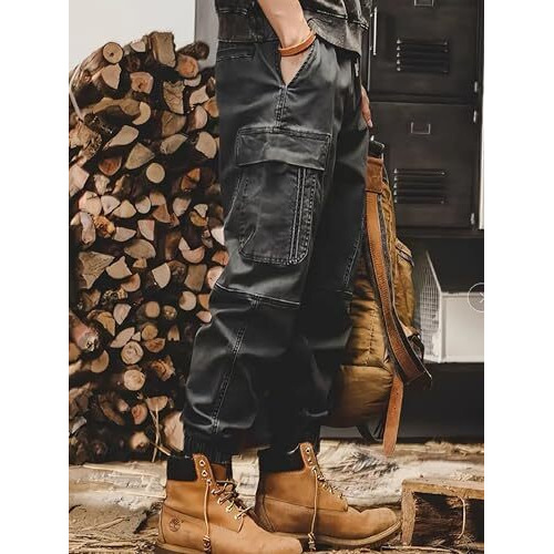 Lymio Men Cargo || Men Cargo Pants || Men Cargo Pants Cotton || Cargos For Men (Cargo-101-Black-L)