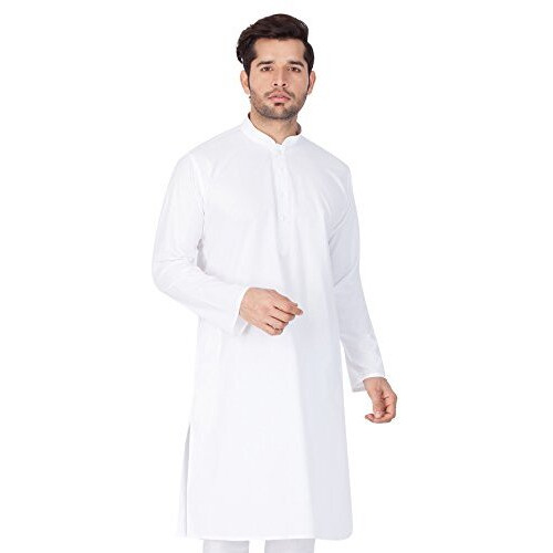 Vastramay Men's Cotton Blend White Kurta - Timeless Elegance For Festivals & Events | Classic Design, Premium Comfort, And Versatile Style | Ethnic Attire For Cultural Celebrations & Independence Day